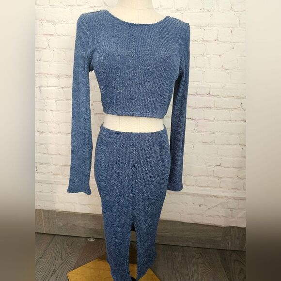 Toby Dresses & Skirts - Revolve Toby Heart Ginger Anja Ribbed Skirt Set | Blue | Size 6 | NWT